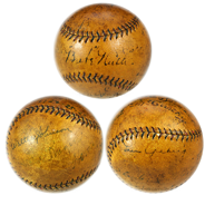 Babe Ruth, Lou Gehrig & Walter Johnson Autographed Baseball